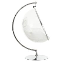 Gazit Clear Swing Seat Hanging Chair With Cream Cushions