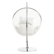 Gazit Clear Swing Seat Hanging Chair With Cream Cushions