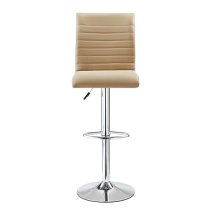 Ripple Faux Leather Bar Stool In Taupe With Chrome Base