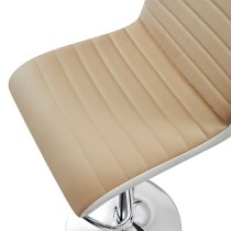 Ritz Faux Leather Bar Stool In Taupe And White With Chrome Base