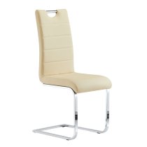 Petra Cream Faux Leather Dining Chairs In Pair