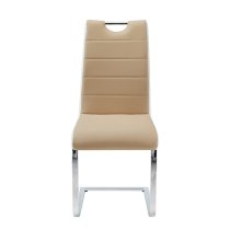 Petra Faux Leather Dining Chair In Taupe And White