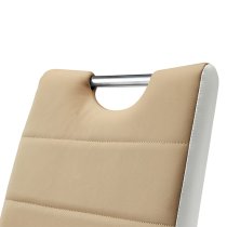 Petra Faux Leather Dining Chair In Taupe And White