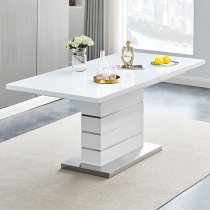 Parini Extendable Dining Table 6 Petra Grey White Chairs