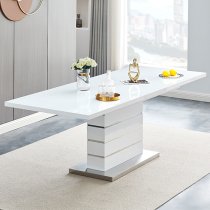 Parini Extendable Dining Table 6 Petra Grey White Chairs