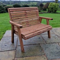 Vail Timber Garden 2 Seater Bench In Brown