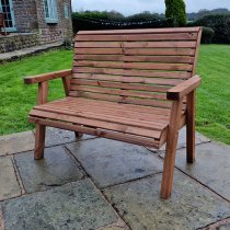 Vail Timber Garden 2 Seater Bench In Brown