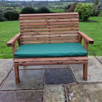 Vail Timber Garden 2 Seater Bench With Green Cushion