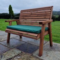 Vail Timber Garden 2 Seater Bench With Green Cushion