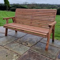 Vail Timber Garden 3 Seater Bench With Green Cushion