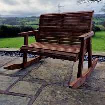 Vail Timber Rocking Bench In Brown