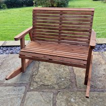 Vail Timber Rocking Bench In Brown