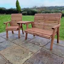 Vail Timber Angled 1 Seater And 2 Seater Trio Set In Brown