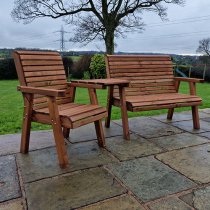 Vail Timber Angled 1 Seater And 2 Seater Trio Set In Brown