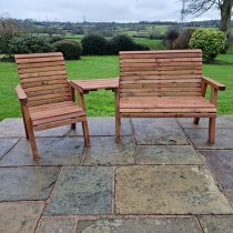 Vail Timber Angled 1 Seater And 2 Seater Trio Set In Brown