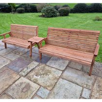 Vail Straight Tray Timber 5 Seater Bench Set In Brown