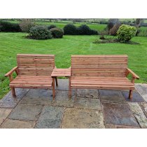 Vail Straight Tray Timber 5 Seater Bench Set In Brown