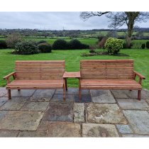 Vail Straight Tray Timber 6 Seater Bench Set In Brown