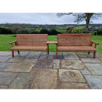 Vail Straight Tray Timber 6 Seater Bench Set In Brown