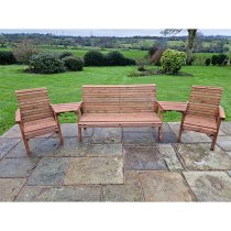 Vail Angled Tray Timber 2 Chairs And 3 Seater Bench In Brown