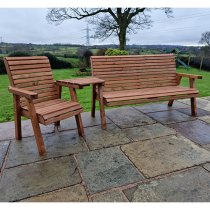 Vail Angled Tray Timber 1 Chair And 3 Seater Bench In Brown