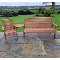 Vail Angled Tray Timber 1 Chair And 3 Seater Bench In Brown