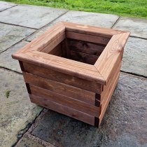 Vail Timber Planter Small Square In Brown