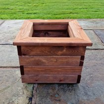 Vail Timber Planter Small Square In Brown