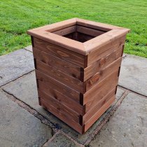 Vail Timber Planter Tall Square In Brown