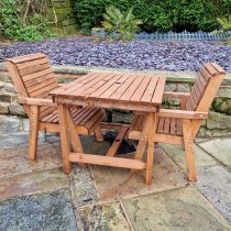 Vail Timber Brown Dining Table Small With 2 Chairs