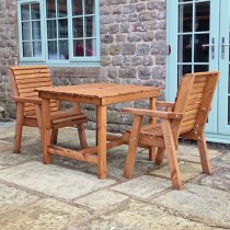 Vail Timber Brown Dining Table Small With 2 Chairs