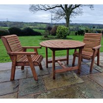 Vail Timber Brown Dining Table Round With 2 Chairs