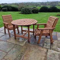 Vail Timber Brown Dining Table Round With 2 Chairs