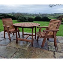 Vail Timber Brown Dining Table Round With 2 Chairs