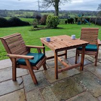 Vail Timber Brown Dining Table Small With 2 Chairs And Cushion