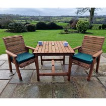 Vail Timber Brown Dining Table Small With 2 Chairs And Cushion