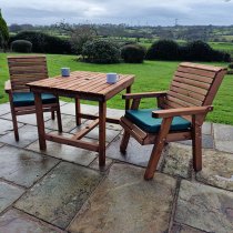 Vail Timber Brown Dining Table Small With 2 Chairs And Cushion