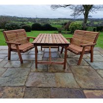 Vail Timber Brown Dining Table Large With 2 Benches