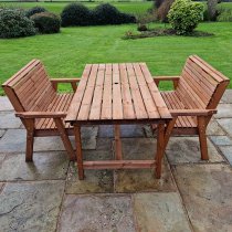 Vail Timber Brown Dining Table Large With 2 Benches