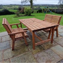 Vail Timber Brown Dining Table Large With 2 Benches