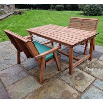 Vail Timber Brown Dining Table Large With 2 Benches And Cushion