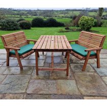 Vail Timber Brown Dining Table Large With 2 Benches And Cushion