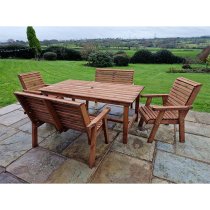 Vail Timber Brown Dining Table Large With 2 Chairs 2 Benches