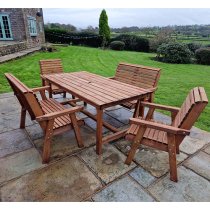 Vail Timber Brown Dining Table Large With 2 Chairs 2 Benches