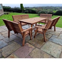 Vail Timber Brown Dining Table Large With 4 Benches