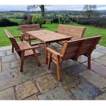 Vail Timber Brown Dining Table Large With 4 Benches