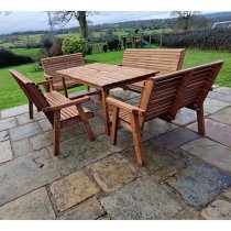 Vail Timber Brown Dining Table Large With 4 Benches