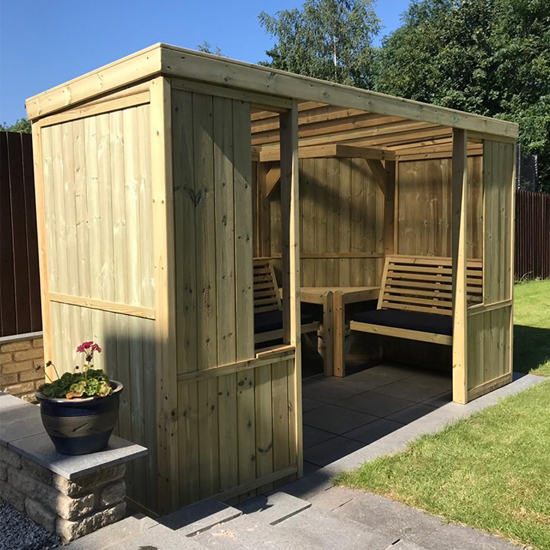 Radley Enclosed Garden Room With Angled Seating In Natural