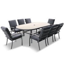 Mili 8 Seater Dining Set With Highback Chairs And Parasol