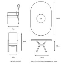 Mili 8 Seater Dining Set With Highback Chairs And Parasol